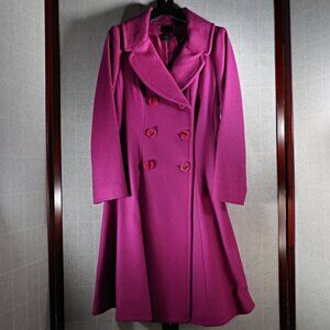 Vtg Y2K Victoria's Secret Via Magenta Pink Wool Coat Size 6